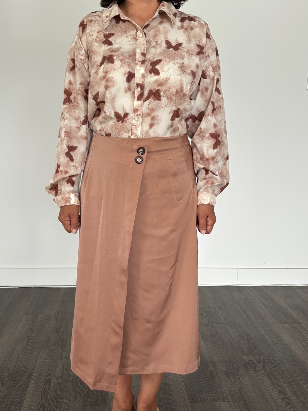 Women's Midi Wrap Skirt in Dusty Rose